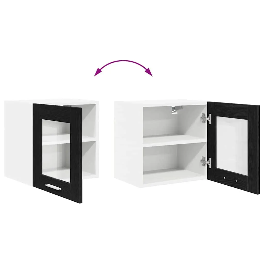 Hanging Kitchen Cabinet Black Oak Modern 2 Piece Engineered Wood