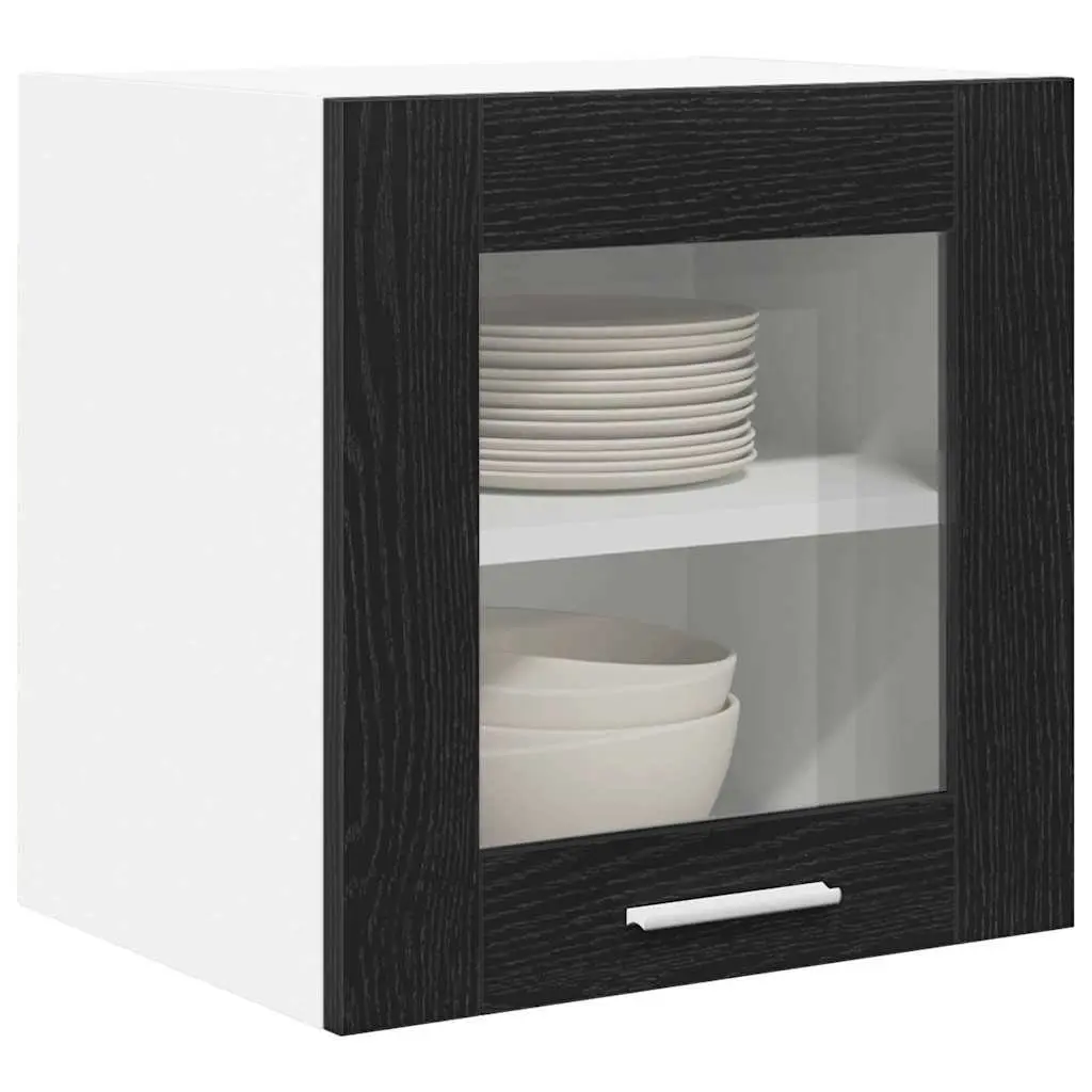 Hanging Kitchen Cabinet Black Oak Modern 2 Piece Engineered Wood