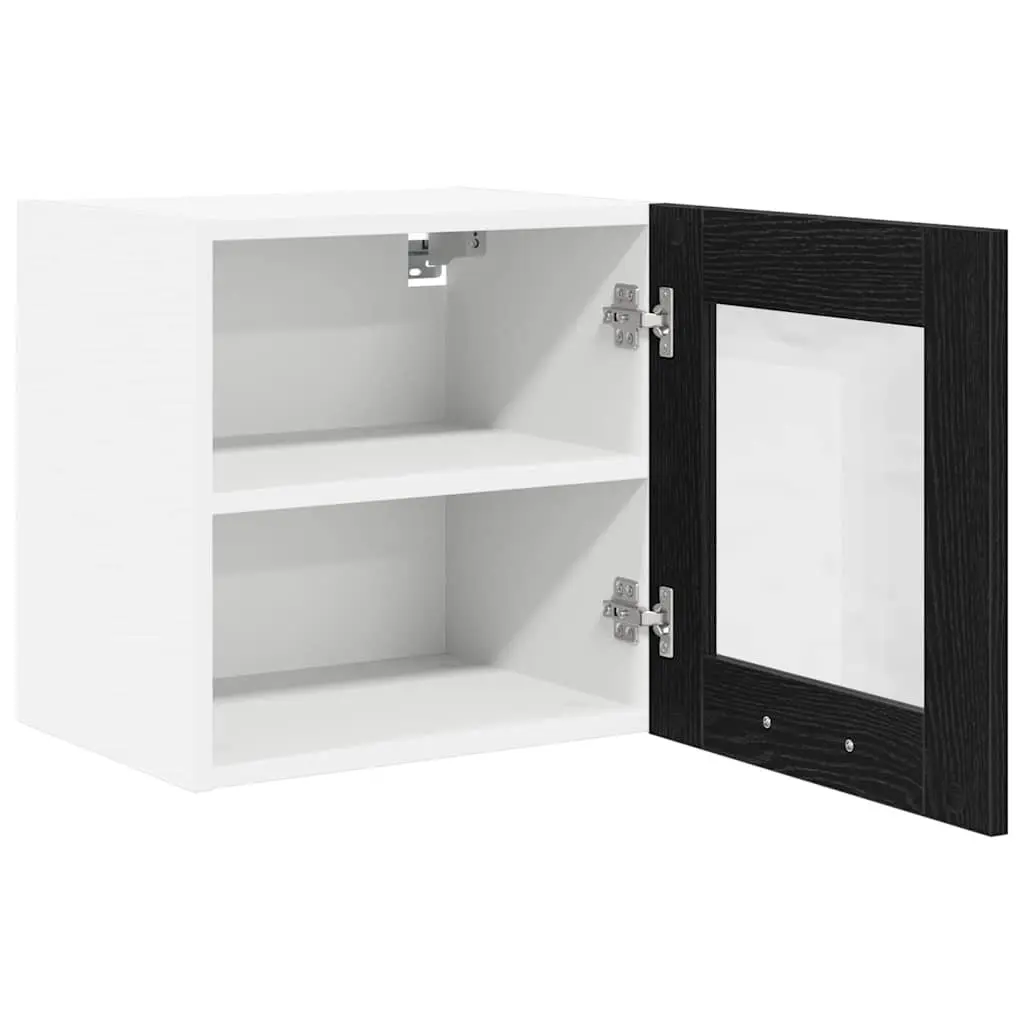Hanging Kitchen Cabinet Black Oak Modern 2 Piece Engineered Wood