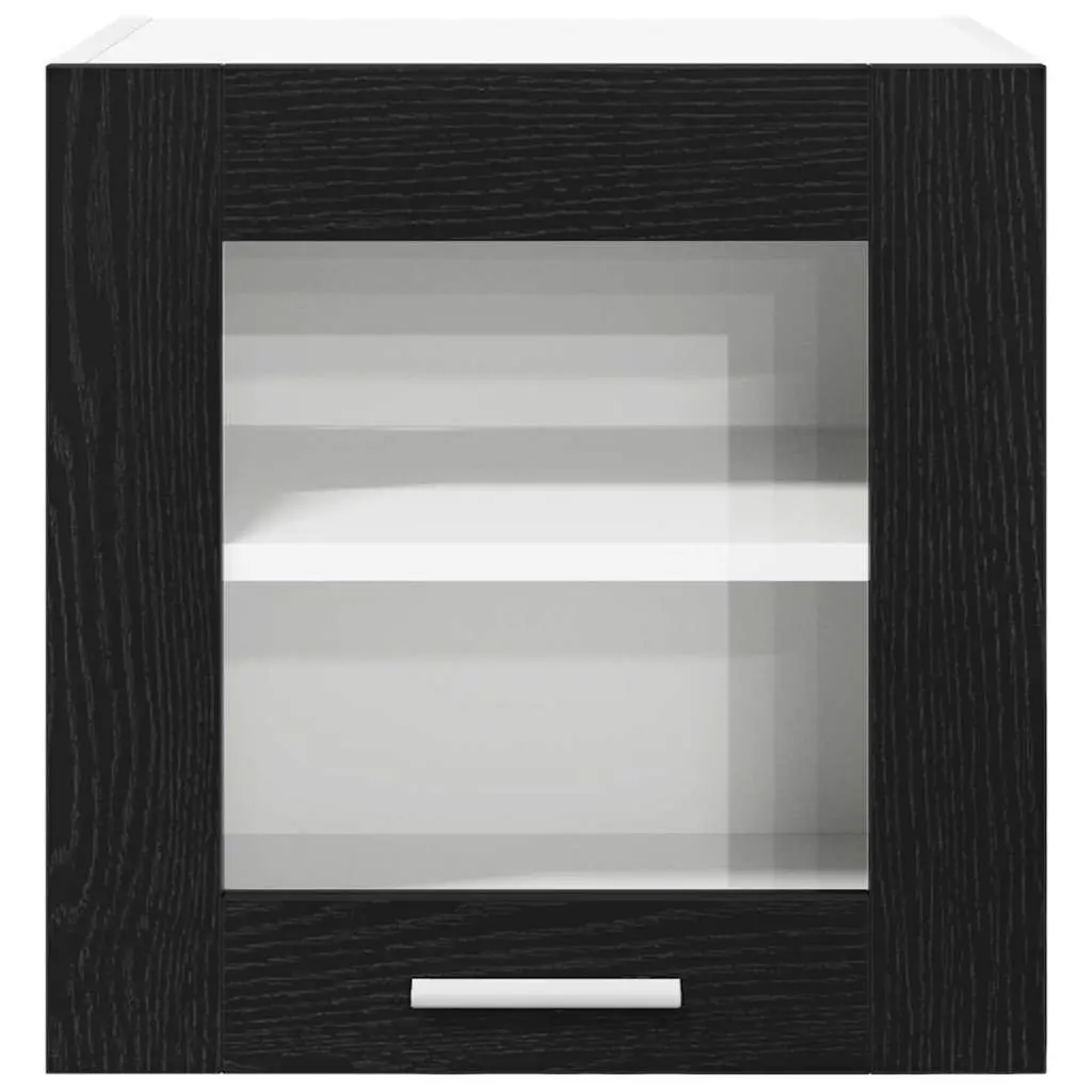 Hanging Kitchen Cabinet Black Oak Modern 2 Piece Engineered Wood