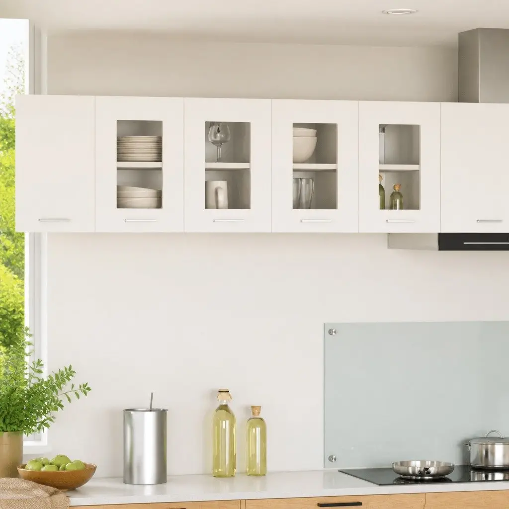 Hanging Kitchen Cabinet 2 pcs White Engineered Wood Modern Storage 60x31x40cm