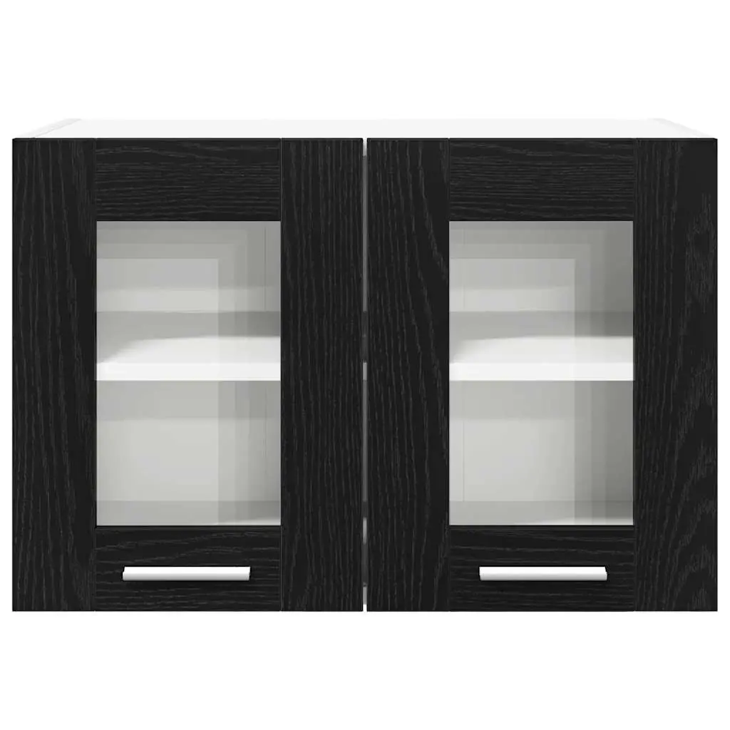 Black Oak Hanging Cabinet Set for Kitchen Storage