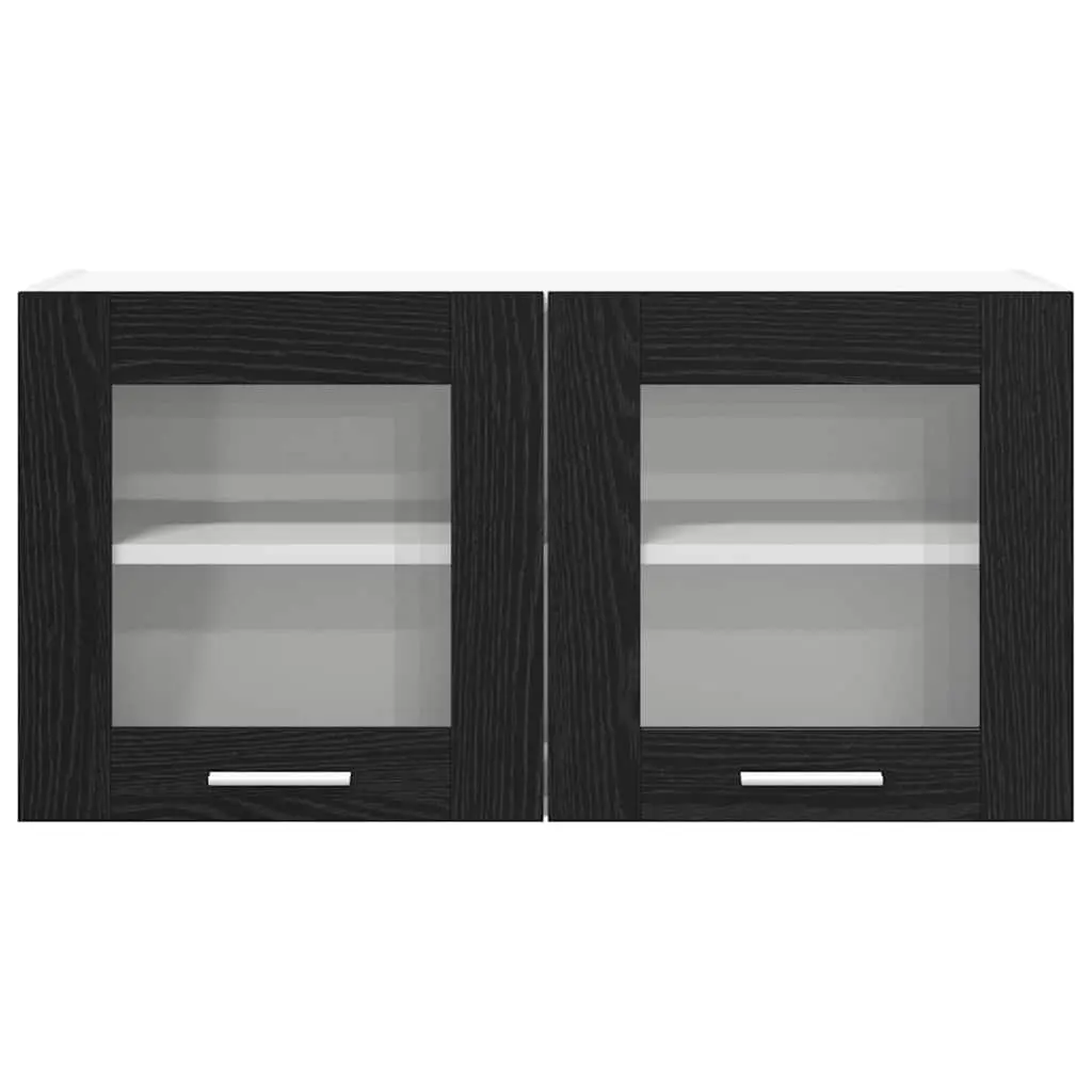 Hanging Kitchen Cabinet Modern Black Oak White 80x31x40cm Engineered Wood Wall Mount