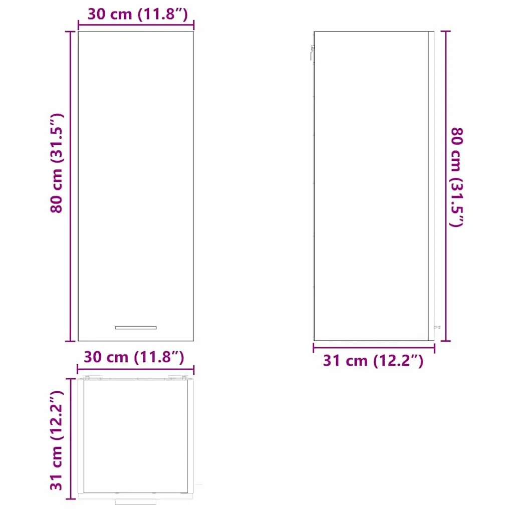 Hanging Kitchen Cabinet White 30 x 31 x 80 cm Engineered Wood