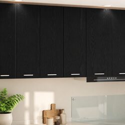 Black Oak and White Kitchen Hanging Cabinet