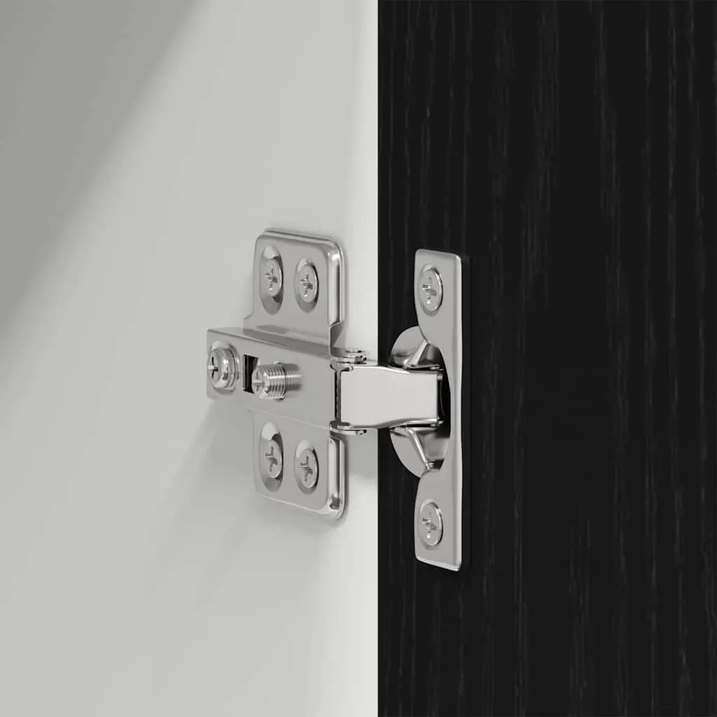 Hanging Kitchen Cabinet Set in Black Oak and White