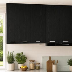 Modern Black Oak and White Hanging Kitchen Cabinet 40x31x80cm