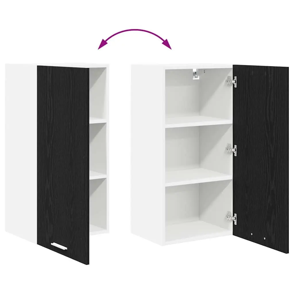 Black Oak and White Hanging Kitchen Cabinet 40x31x80cm