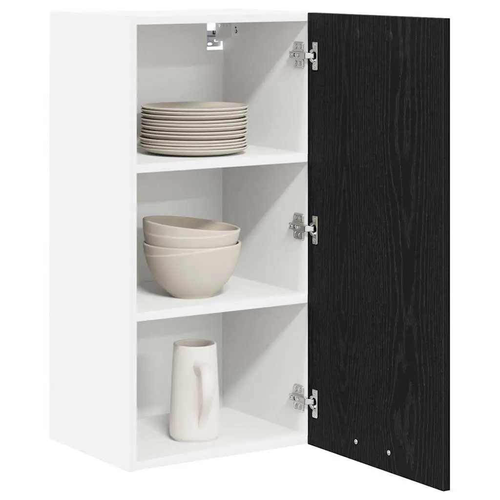 Black Oak and White Hanging Kitchen Cabinet 40x31x80cm