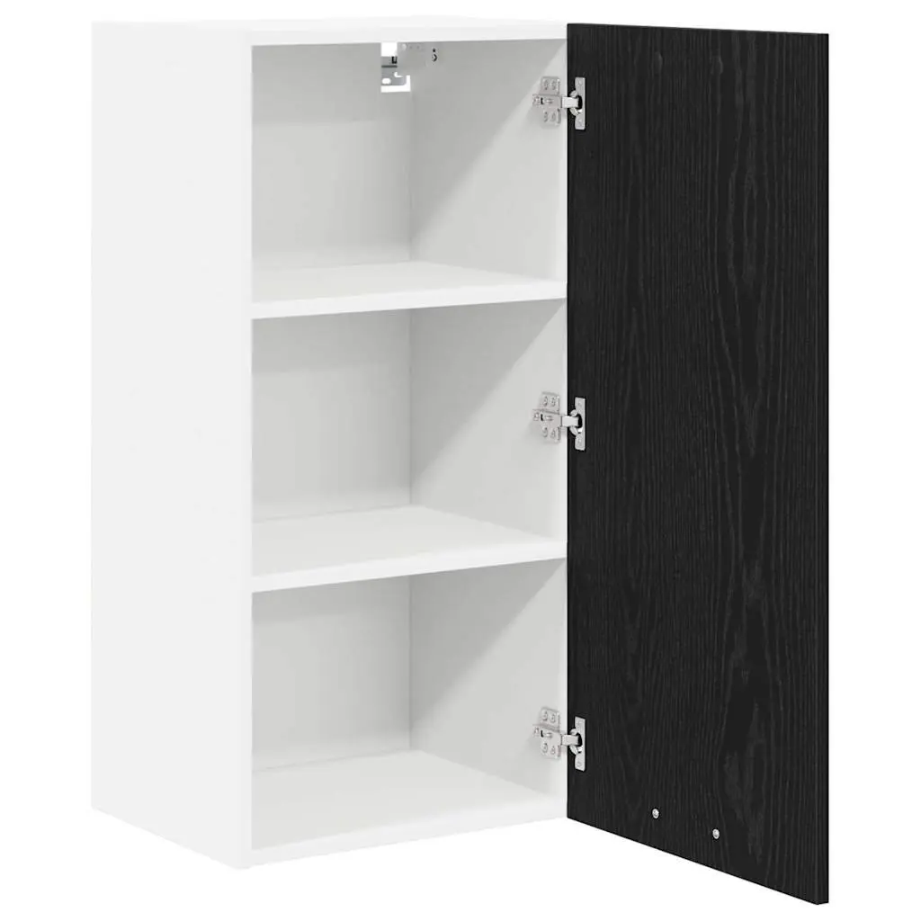 Black Oak and White Hanging Kitchen Cabinet 40x31x80cm