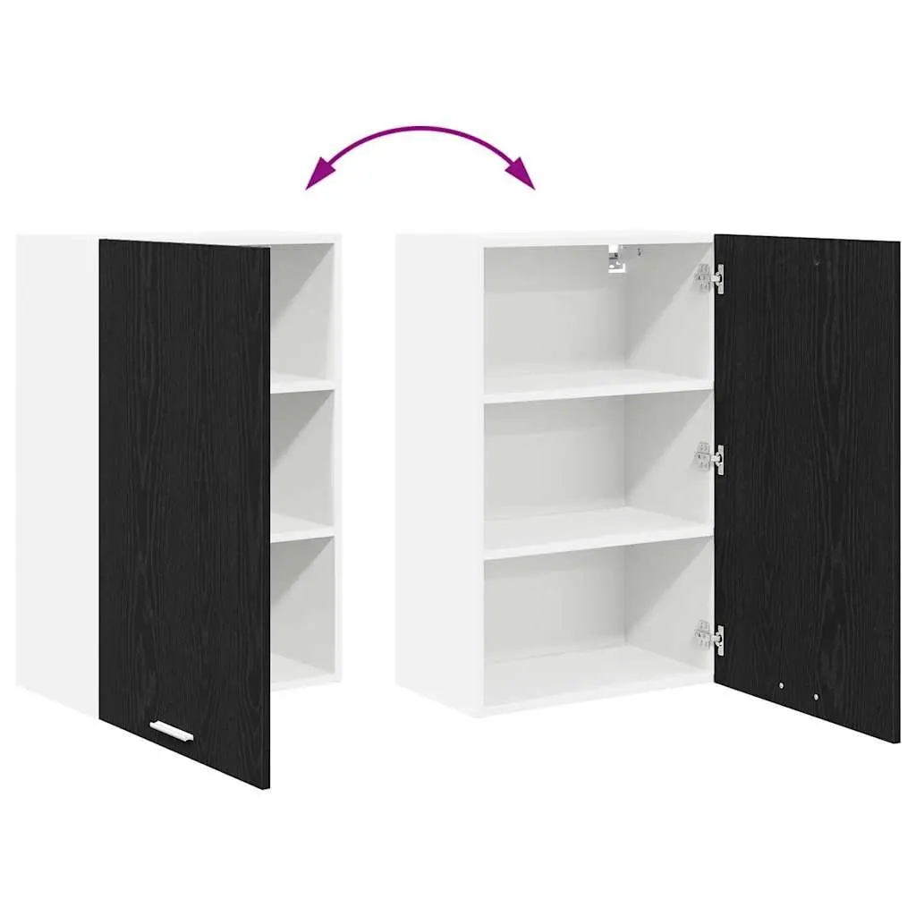 Kitchen Hanging Cabinet in Black Oak and White