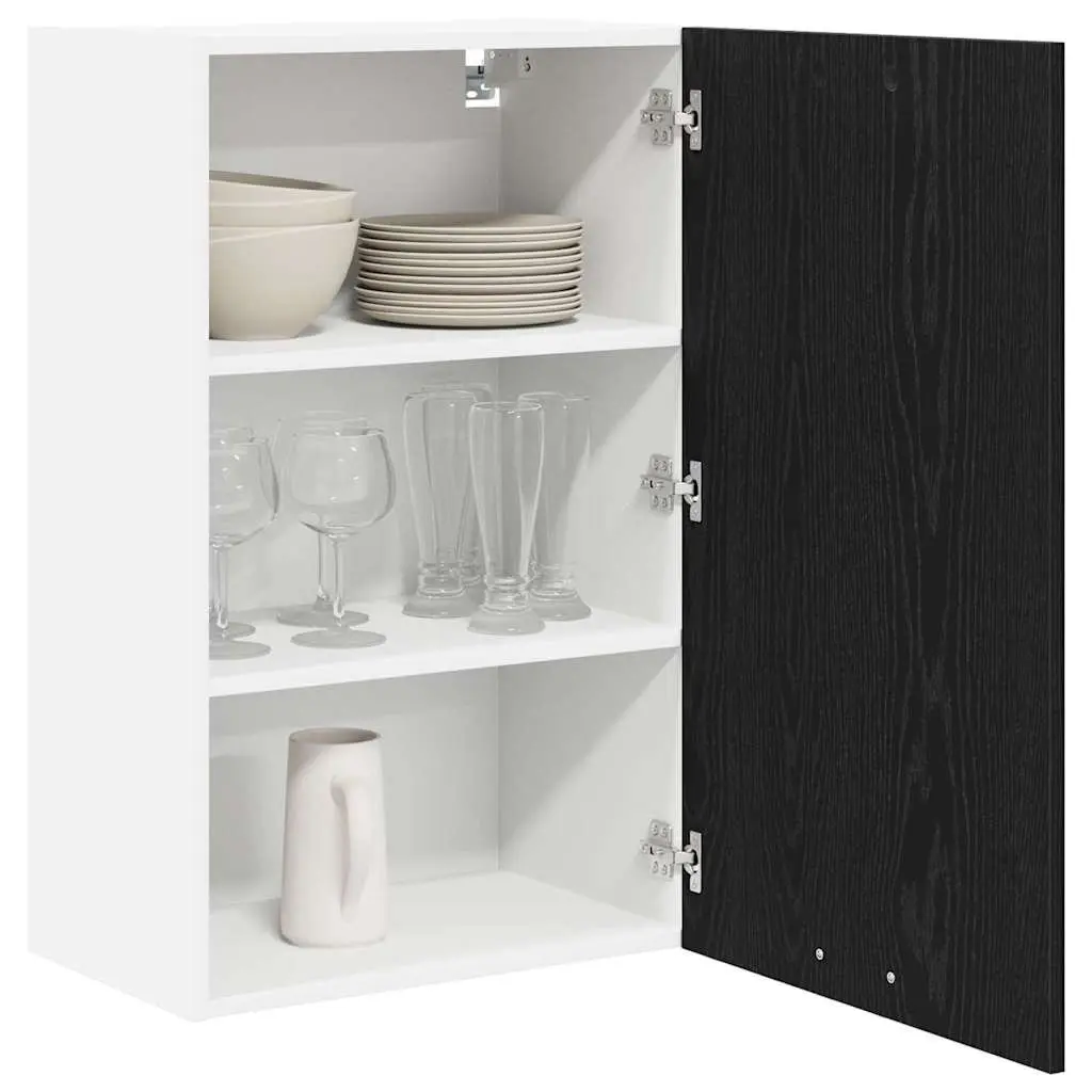 Kitchen Hanging Cabinet in Black Oak and White