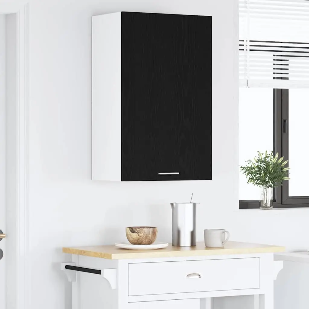 Kitchen Hanging Cabinet in Black Oak and White