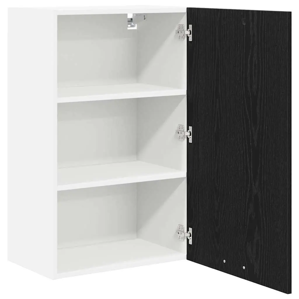 Kitchen Hanging Cabinet in Black Oak and White