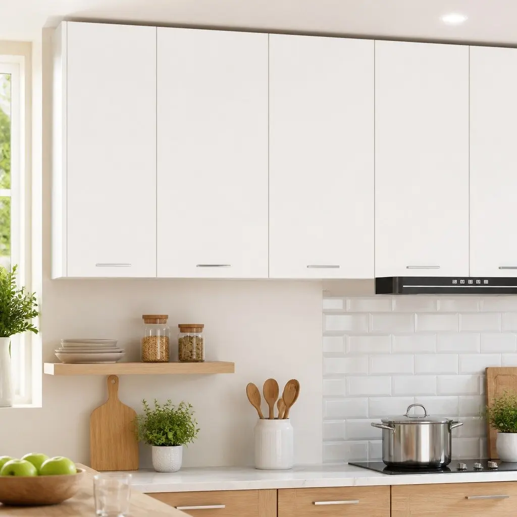 White Hanging Kitchen Cabinet with Door