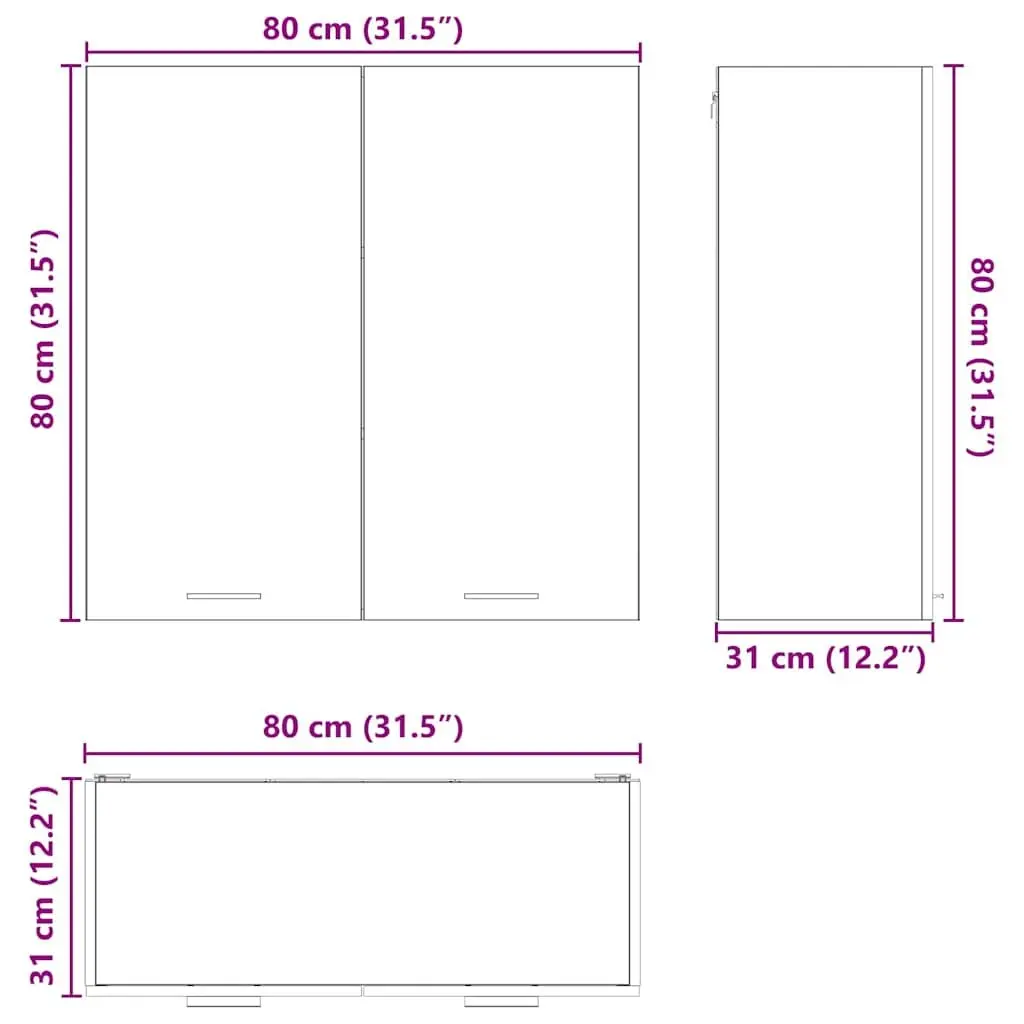 Black Oak Hanging Kitchen Cabinet 80x31x80cm