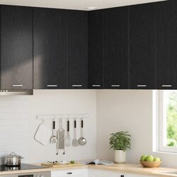 Modern Black Oak and White Hanging Kitchen Cabinet