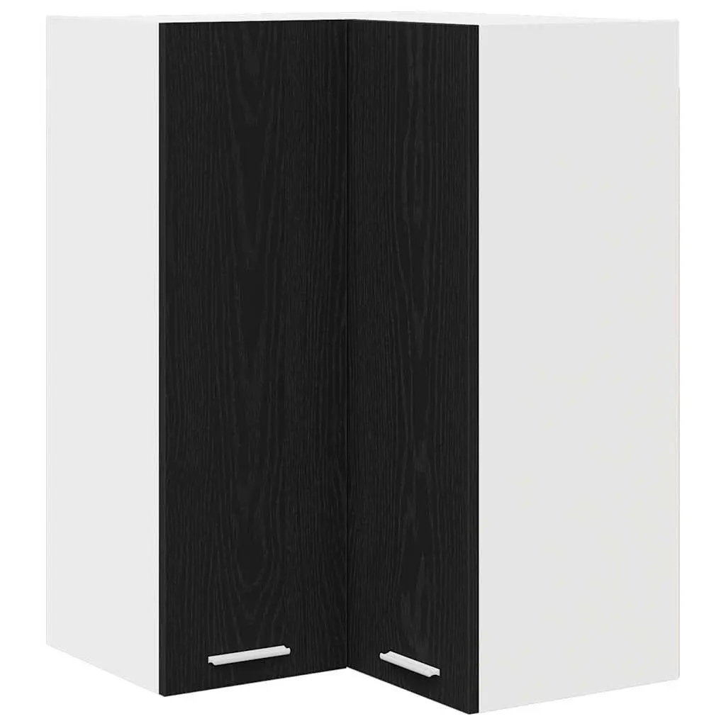 Black Oak and White Hanging Kitchen Cabinet