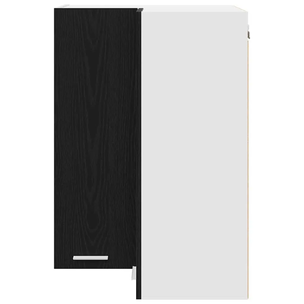 Black Oak and White Hanging Kitchen Cabinet