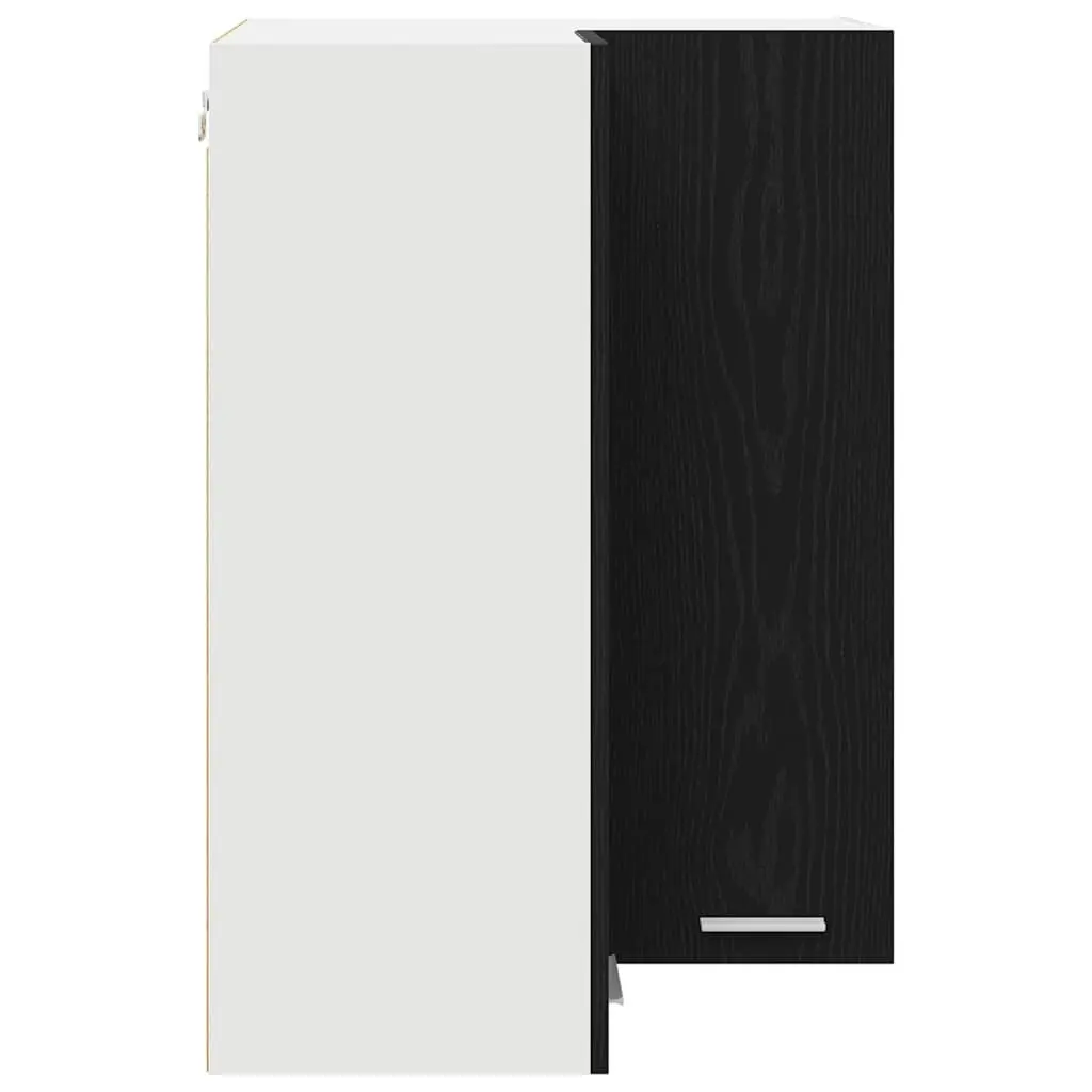 Black Oak and White Hanging Kitchen Cabinet