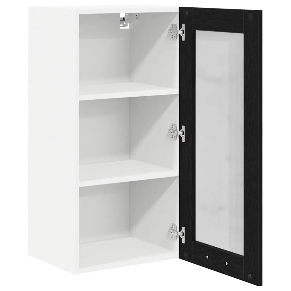 Black Oak Engineered Wood Hanging Kitchen Cabinet 40x31x80cm