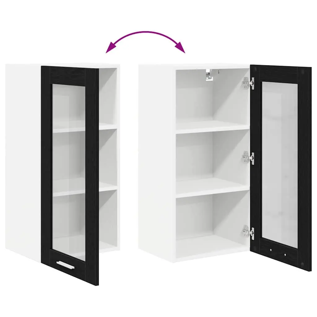 Black Oak Kitchen Cabinets Set of 2
