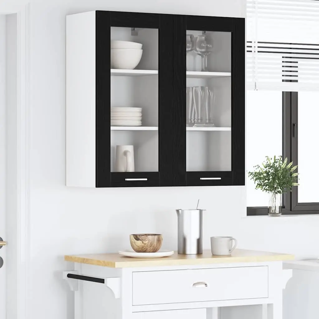 Black Oak Kitchen Cabinets Set of 2