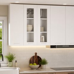 White Engineered Wood Hanging Kitchen Cabinet with Door