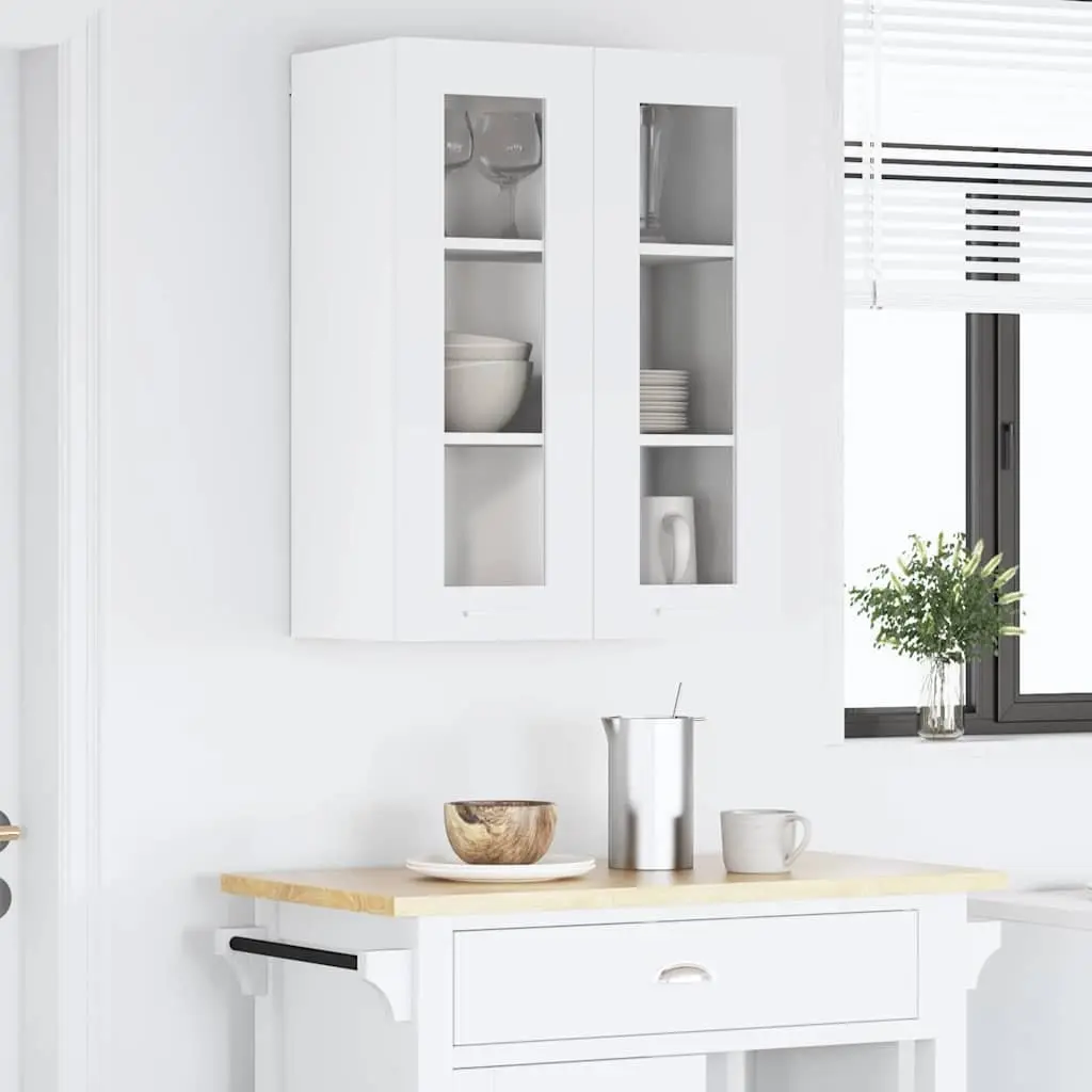White Engineered Wood Hanging Kitchen Cabinet with Door
