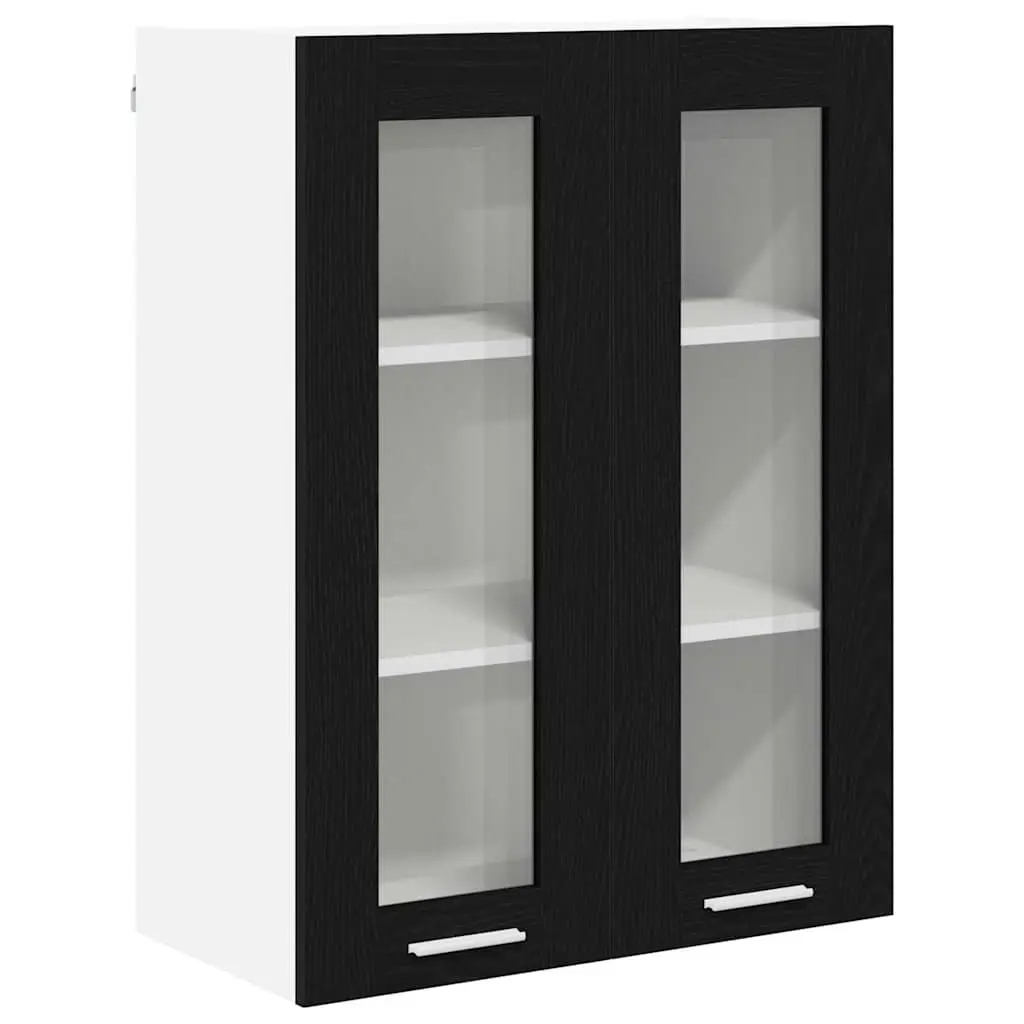 Hanging Kitchen Cabinet Black Oak Modern Storage Engineered Wood 60x31x80cm