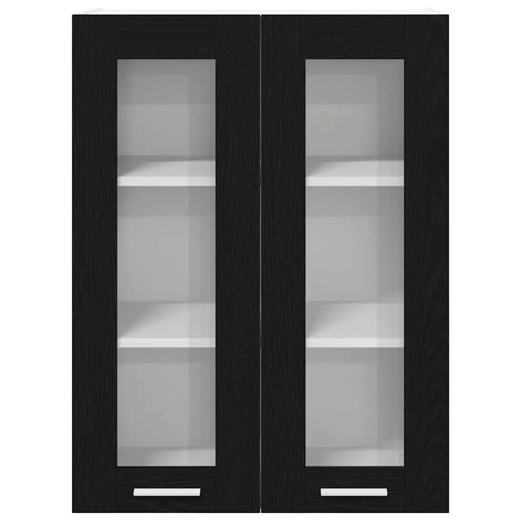 Hanging Kitchen Cabinet Black Oak Modern Storage Engineered Wood 60x31x80cm