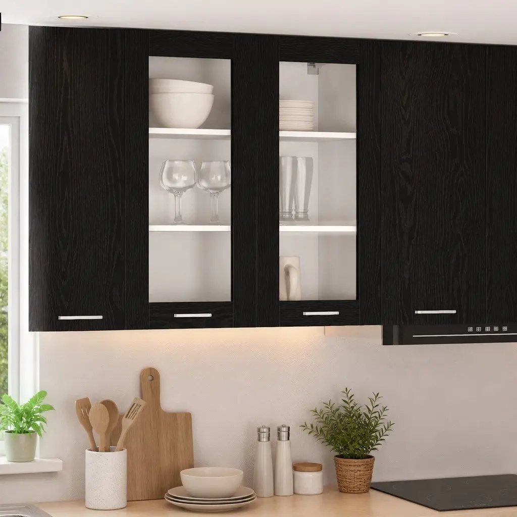 Hanging Kitchen Cabinet in Black Oak 80 x 31 x 80 cm