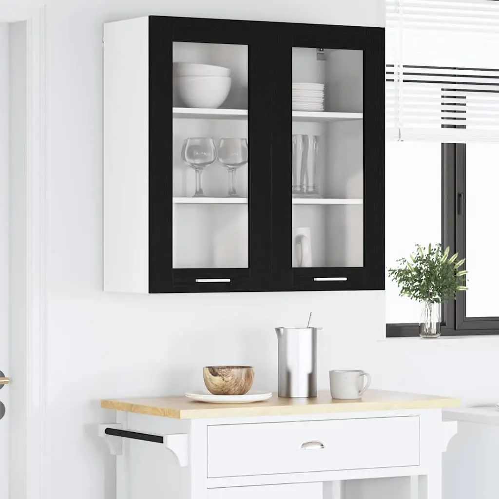 Hanging Kitchen Cabinet in Black Oak 80 x 31 x 80 cm