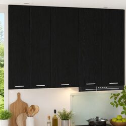 Stylish Black Oak Hanging Kitchen Cabinet for Storage