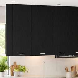 Modern Hanging Kitchen Cabinet with Door in Black Oak