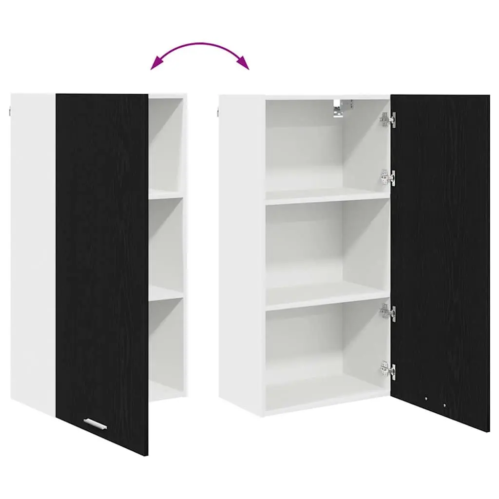 Hanging Kitchen Cabinet Modern Storage Black Oak White 50x31x100cm Engineered Wood