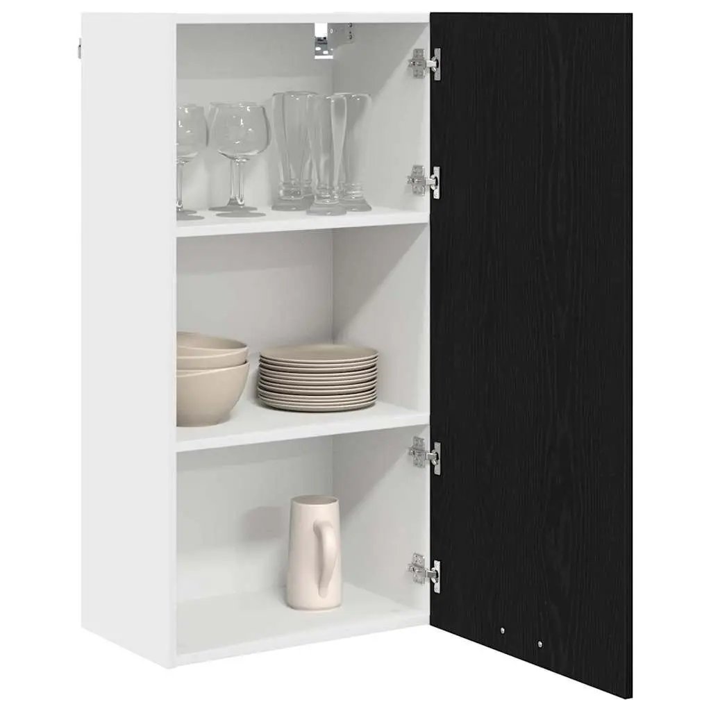 Hanging Kitchen Cabinet Modern Storage Black Oak White 50x31x100cm Engineered Wood