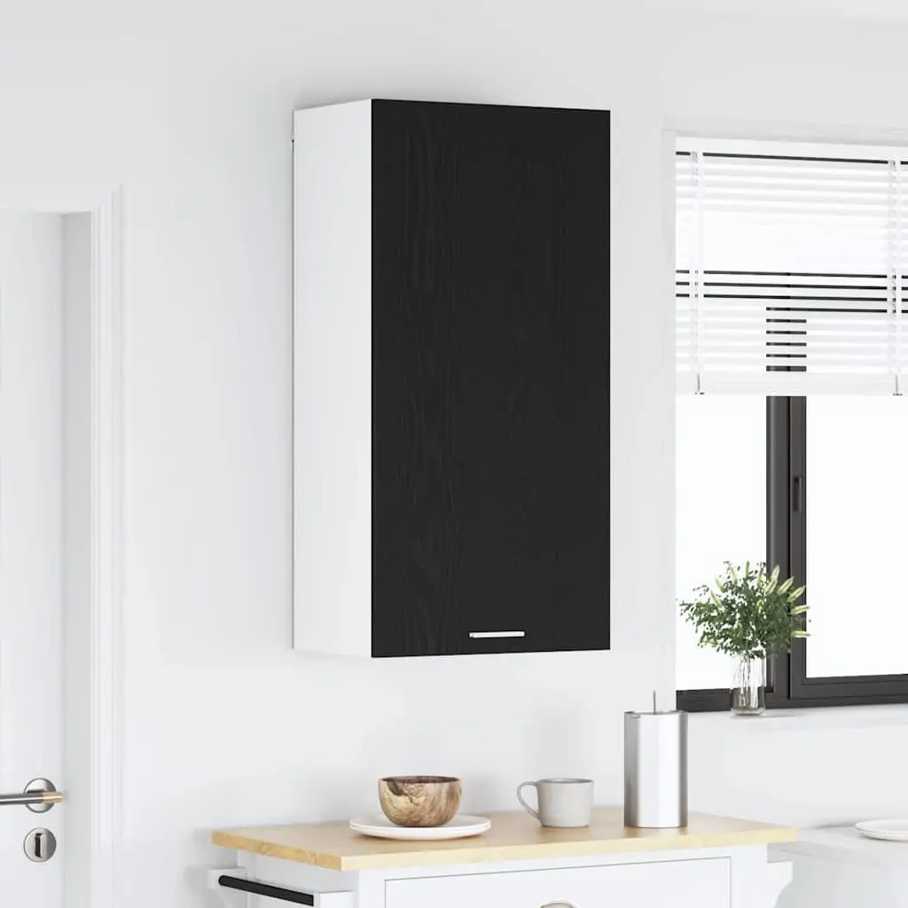 Hanging Kitchen Cabinet Modern Storage Black Oak White 50x31x100cm Engineered Wood