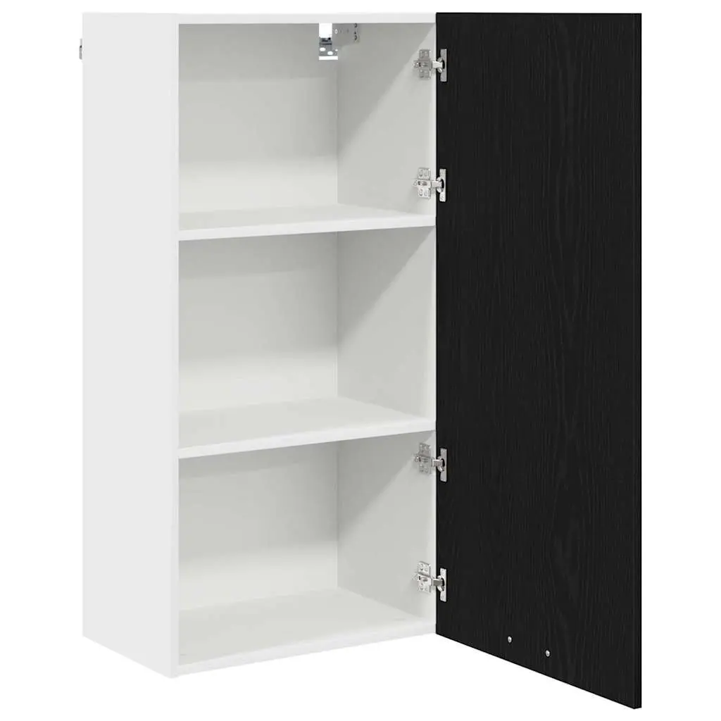 Hanging Kitchen Cabinet Modern Storage Black Oak White 50x31x100cm Engineered Wood