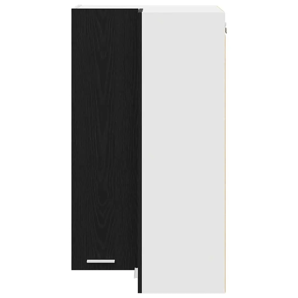Black Oak and White Hanging Kitchen Cabinet