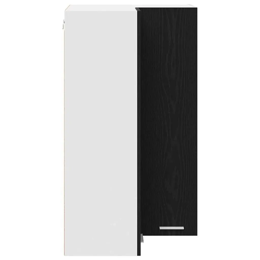 Black Oak and White Hanging Kitchen Cabinet