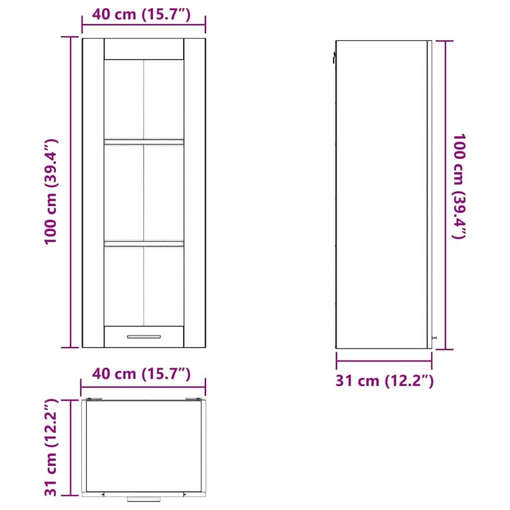White Hanging Kitchen Cabinet Modern Storage Engineered Wood 40 x 31 x 100 cm