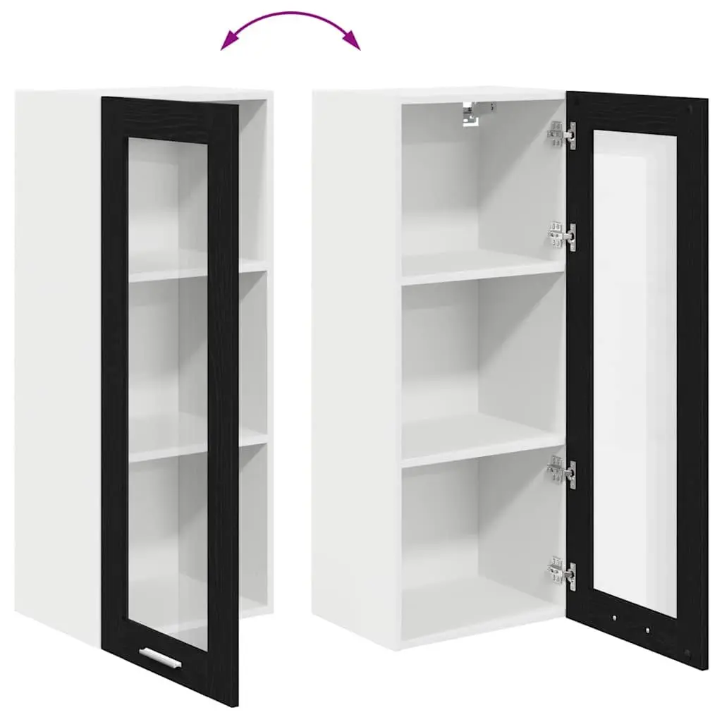 Hanging Kitchen Cabinet Black Oak 40 x 31 x 100 cm Engineered Wood Modern Storage Cupboard