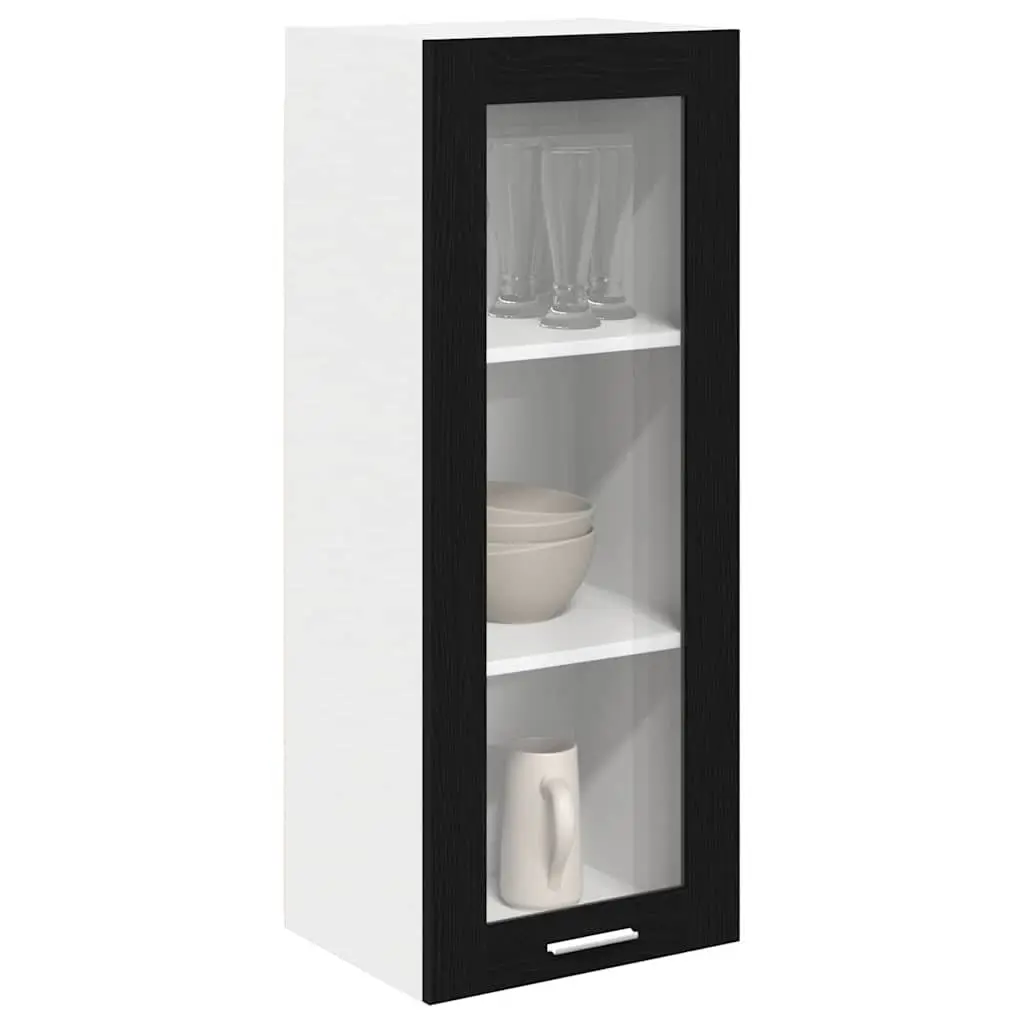 Hanging Kitchen Cabinet Black Oak 40 x 31 x 100 cm Engineered Wood Modern Storage Cupboard