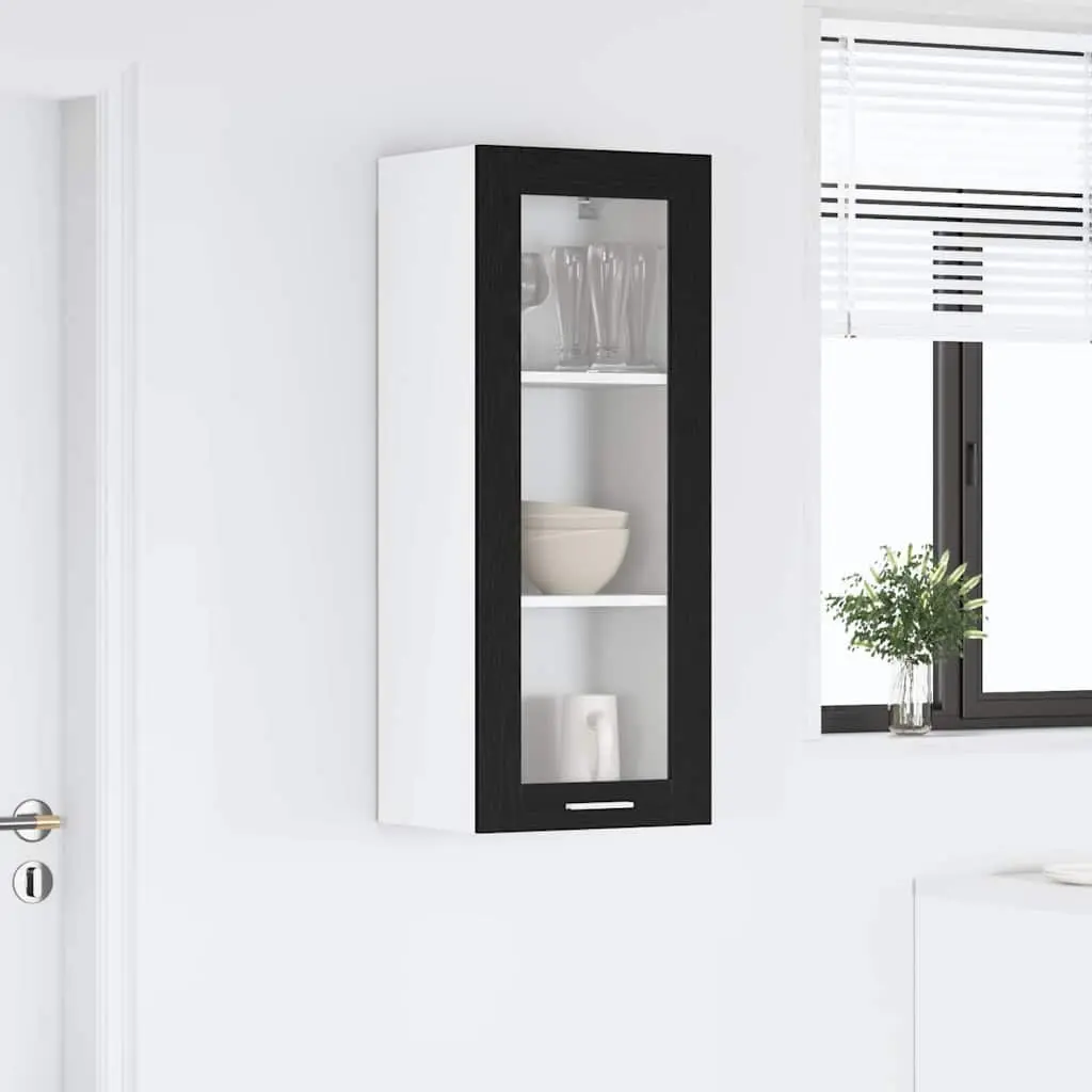 Hanging Kitchen Cabinet Black Oak 40 x 31 x 100 cm Engineered Wood Modern Storage Cupboard