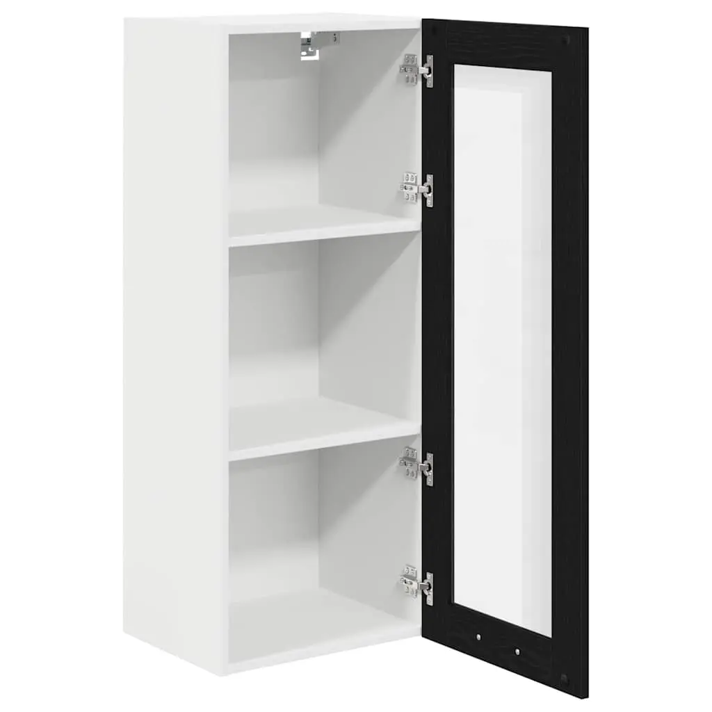 Hanging Kitchen Cabinet Black Oak 40 x 31 x 100 cm Engineered Wood Modern Storage Cupboard