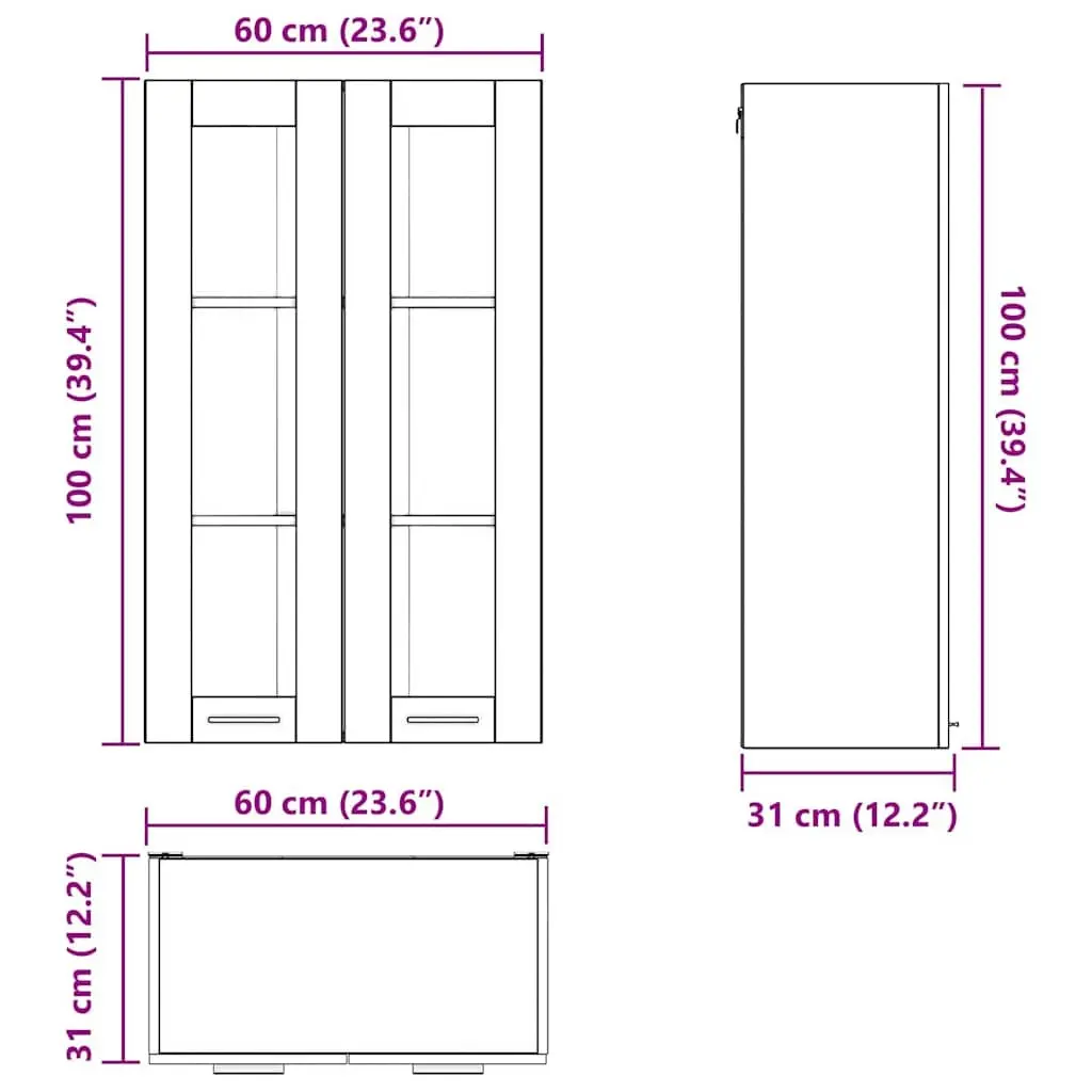 Kitchen Cabinet White 60 x 31 x 100 cm Engineered Wood Hanging Storage