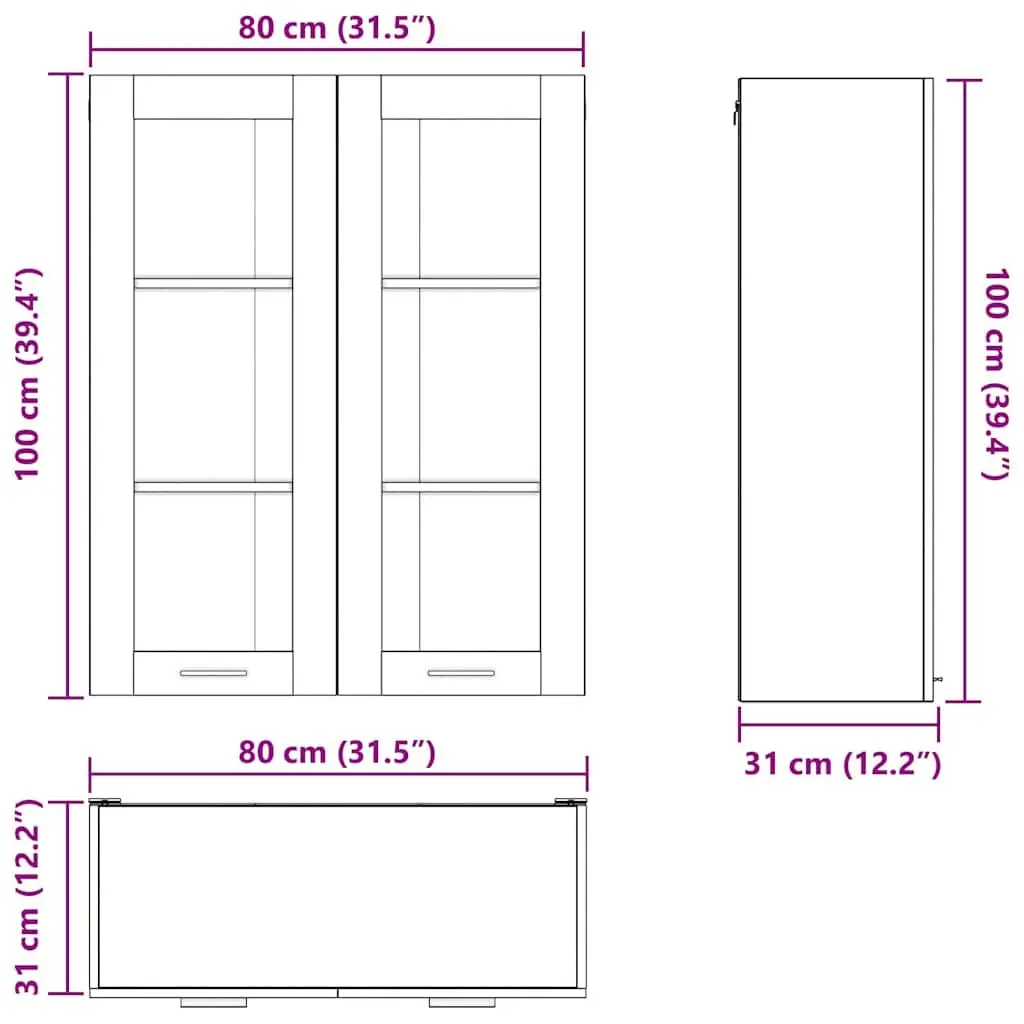 Hanging Kitchen Cabinet White Modern 80 x 31 x 100 cm Engineered Wood