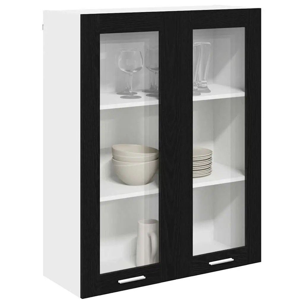 Black Oak Modern Hanging Kitchen Cabinet for Storage
