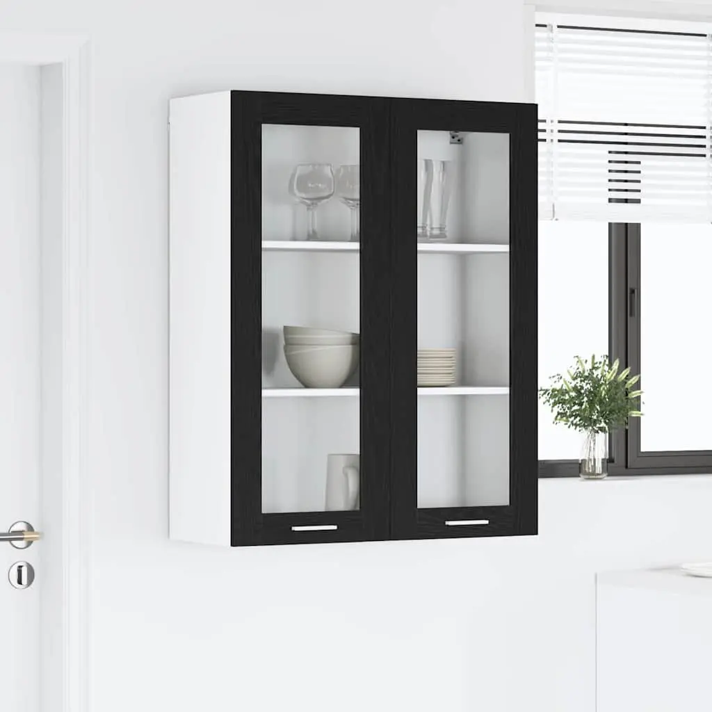 Black Oak Modern Hanging Kitchen Cabinet for Storage